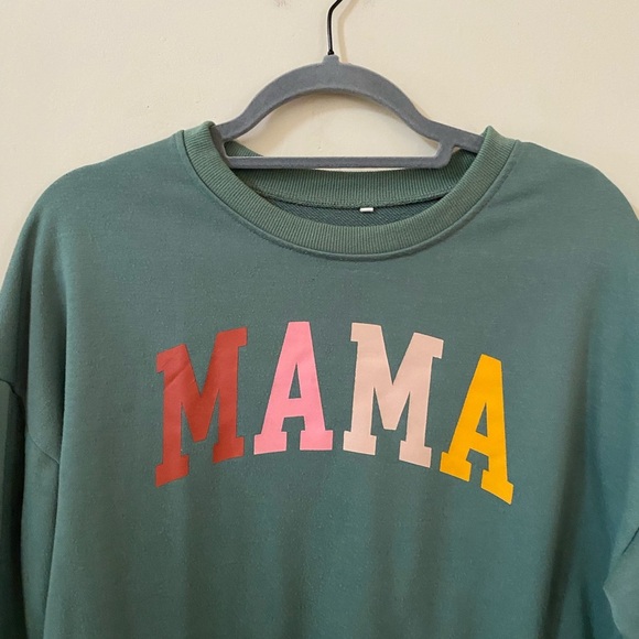 Mama Sweatshirt Women Mama Letter Print Graphic Long Sleeve Crewneck Pullover - Picture 8 of 11